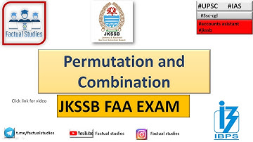 permutation combination lecture 1// faa account assistant || jkssb 2021 exams || banking|| ibps 2021