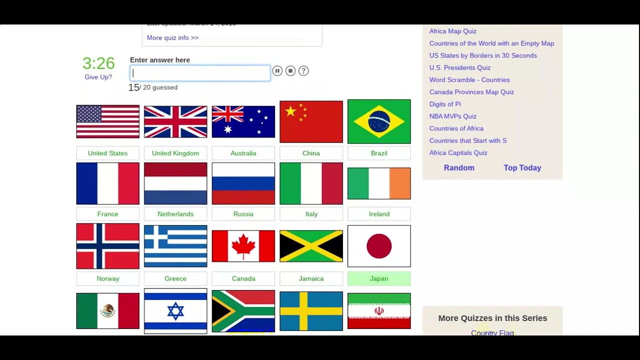 Country Flags Quiz 1 JetPunk YouTube
