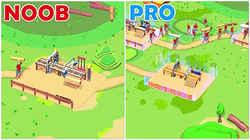 Idle Lumber Mill Noob vs Pro Machines Up Landscape