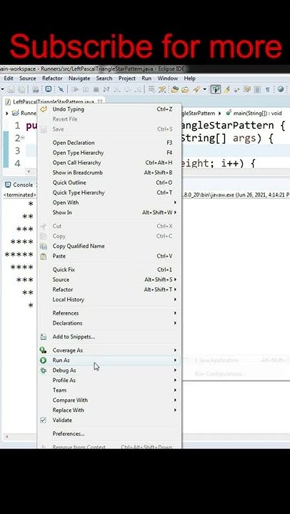 Java Left Pascal Triangle Star Pattern Program #shorts - YouTube
