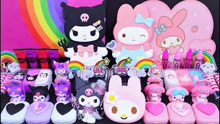 "Kuromi VS My Melody" Slime. Mixing Makeup into clear slime! Satisfying slime! 🌈ASMR🌈 #슬라임 (163)