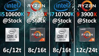 Core i5-10600K vs Ryzen 7 3700X vs Core i7-10700K vs Ryzen 9 3900X-Test in 10 Games 1080p and 1440p