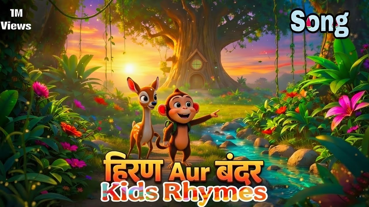 Hiran Aur Bandar Ki Dosti | Kids Rhymes | Jungle Friendship Song | Nursery Kids Rhymes Song Hindi