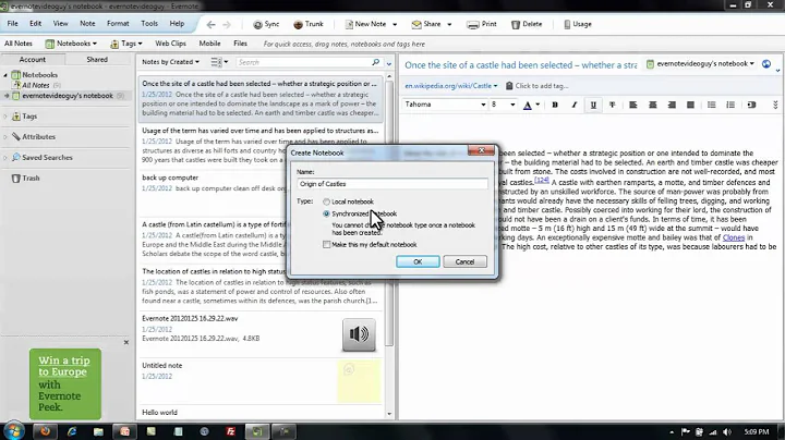 Evernote 4 - Notebooks and Stacks
