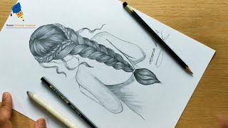 اسهل طريقة لتعليم رسم ضفيرة الشعر للمبتدئين | رسم شعر بنت  Draw A Girl with Wavy Hair for Beginners