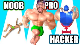 NOOB vs PRO vs HACKER en Muscle Race 3D | Max Level Muscle Race 3D | Juegos Luky