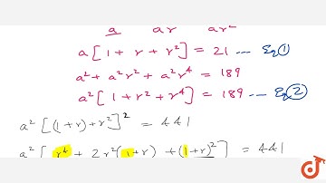 The sum of three numbers in G.P. is 21 and the sum of their squares is    189. Find the number