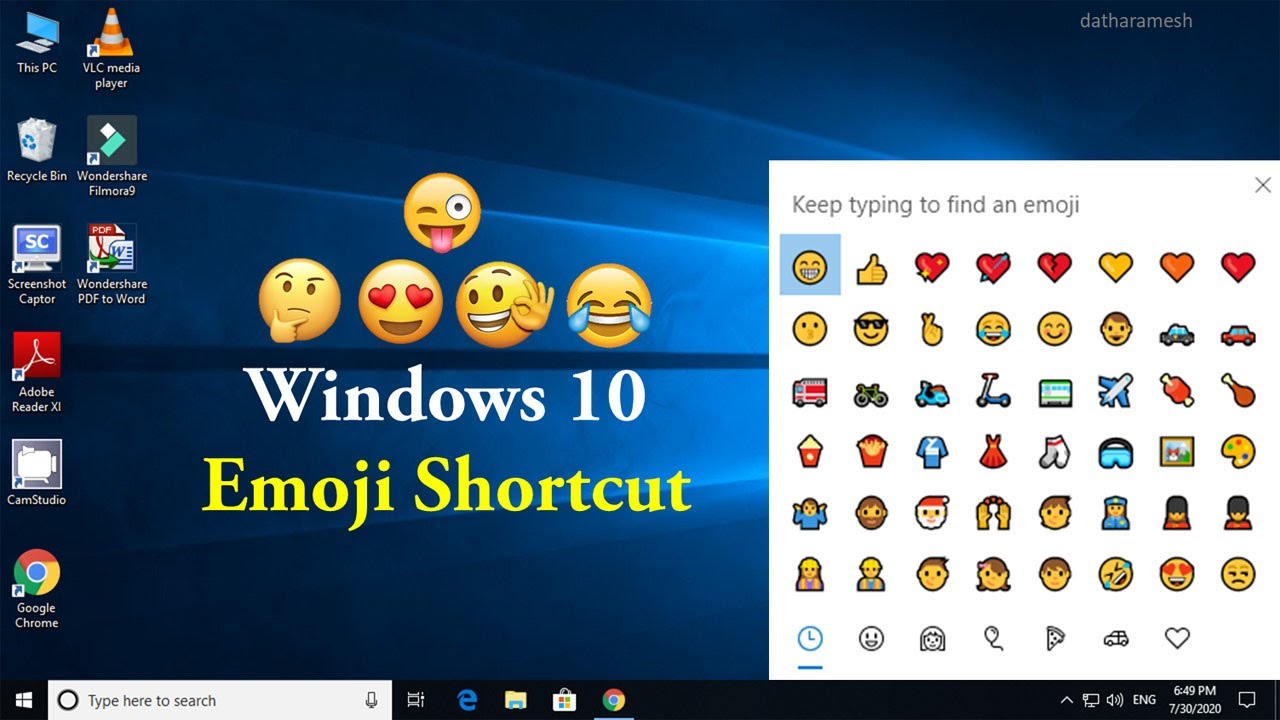 Windows 10 Emoji Shortcut Key | How to Add Emojis to File and Folder ...