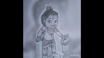 How to Draw Lord Krishna eating Butter | Shri Krishna Drawing | Aaryan Sharma Drawing & Arts