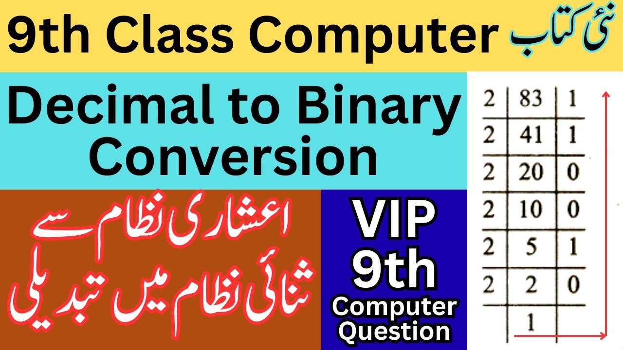 Decimal to Binary Number System Conversion | 9th Class Computer | New ...