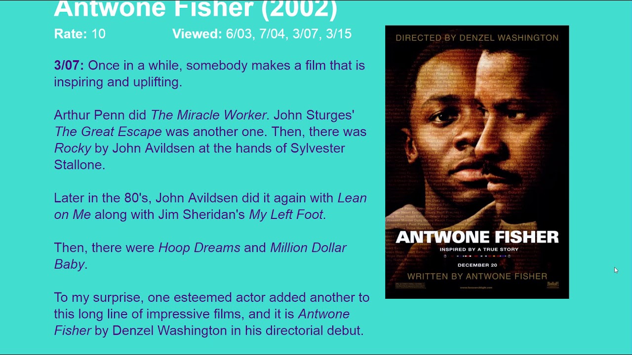 Review Of Antwone Fisher s Diagnostic And