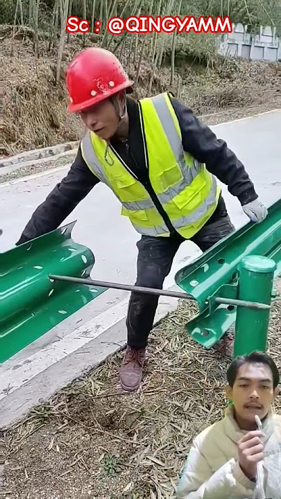 A Steel Rod Got W-Beam Guardrail Installation Done Easily! #shortsfeed #viral #shorts