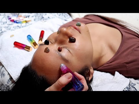 [ASMR] Gemstone Facial with Color Therapy for Stressful Energy Healing