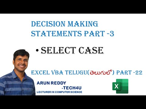EXCEL VBA TELUGU PART - 22 || SELECT CASE IN VBA TELUGU || SELECT STATEMENT IN VBA TELUGU ||