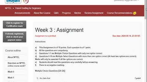 NPTEL 2024 PATENT DRAFTING FOR BEGINNERS WEEK 3