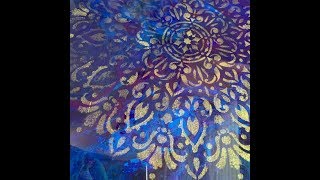 Acrylic Paint Pour with Mandala Stencil