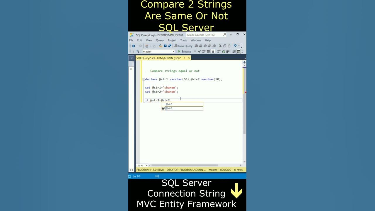 Find compare strings are same or not sql server database - YouTube