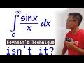 The main dish, integral of sin(x)/x from 0 to inf, via Feynman's Technique