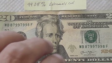 2004 $20 Bill Fancy Serial Number and Serial Number bleed through on the reverse.