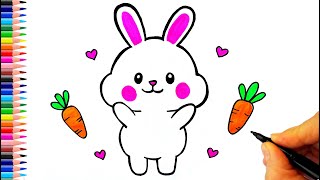 Sevimli Tavşan Çizimi - Kolay Tavşan Çizimi - How To Draw Cute Bunny - Tavşan Çizimleri Kolay Resimi