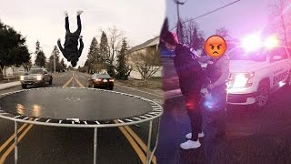 Trampoline Jumping In The Middle Of Traffic Police Came David Vlas