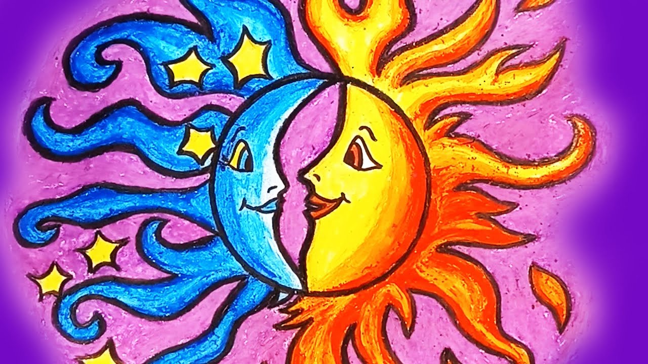 Как рисовать солнце и луну как рисовать солнце и луну