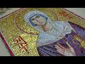 Making mosaic icon of saint martha