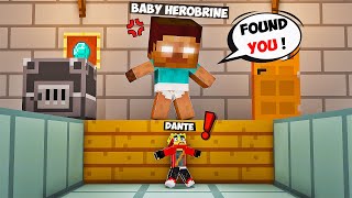 I Became Tiny To Troll Baby Herobrine in Minecraft !