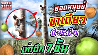 Climbing 20 meters coconut tree!! The talented disabled man (ENG SUB)
