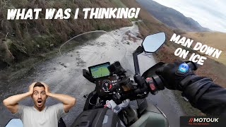 Man Down on Ice ❄ | Honister Pass Buttermere in the Lake District by Motorcycle, Tiger 1200