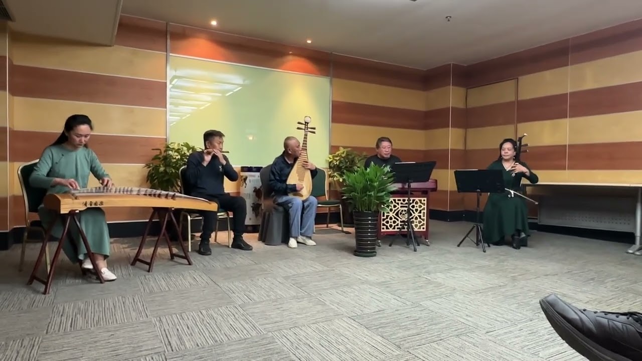 Chinese traditional music ensemble: guzheng, dizi, pipa, yangqin, and erhu. Luoyang, China. 4/9/25