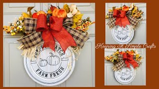 $5 DOLLAR GENERAL FALL 🍂FARMHOUSE DOOR HANGER WREATH DIY BUDGET FRIENDLY CRAFTS HIGH END HOME DECOR