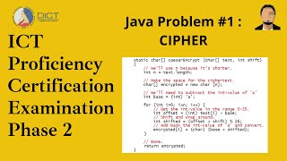 ICT Proficiency Certification Examination - Phase 2 : Java Problem #1 Classical Encryption Method
