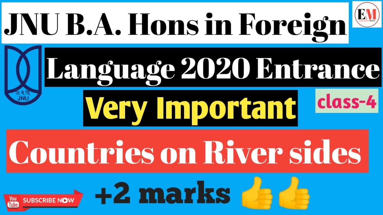 Jnu Ba Hons in Foreign language 2020 | Important cities on river sides | Jnu Entrance Exam 2020 |