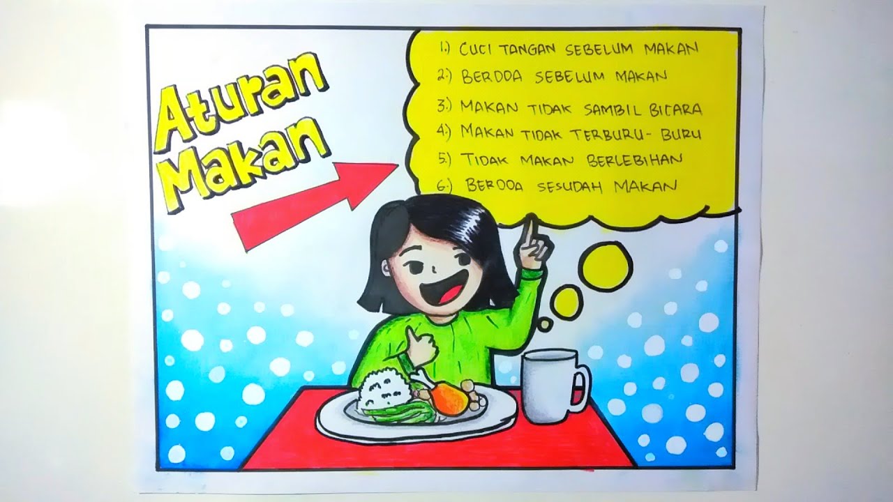 Cara Menggambar Poster Aturan Makan Poster Aturan Makan Youtube