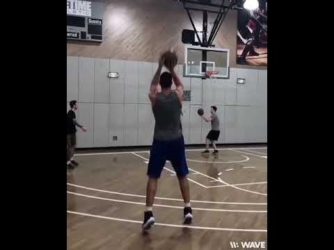 Enes Kanter working on his 3 point shot