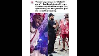 Davido celebrates 14 years of partnership with his manager, Asa with gifts and cash at his wedding.