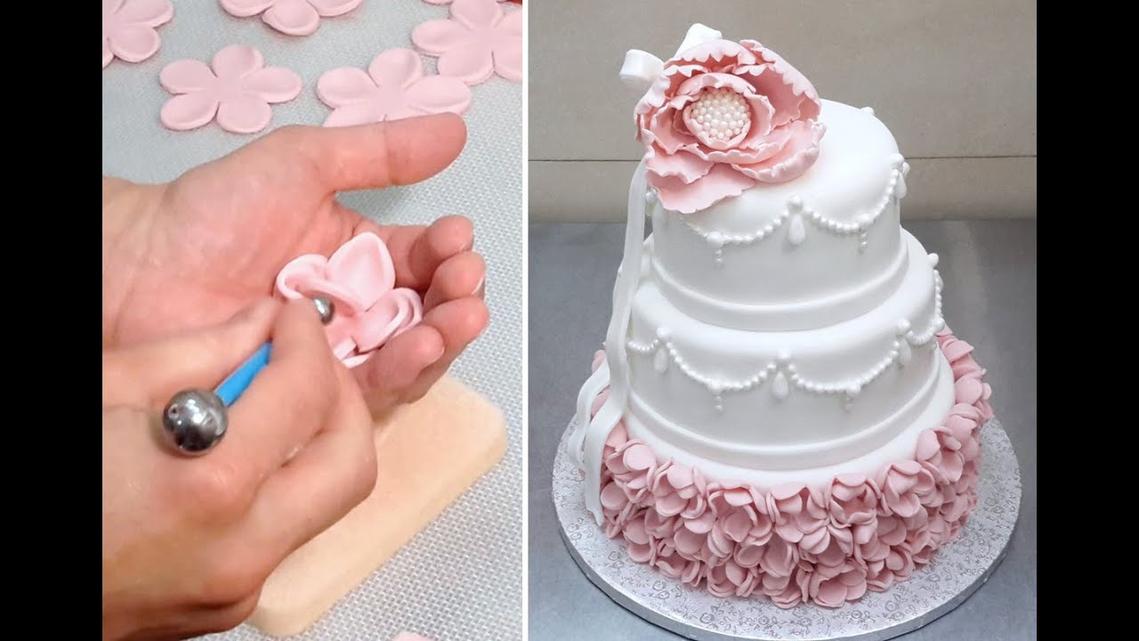 Elegant Wedding  Cake  How To Decorar con Fondant by 