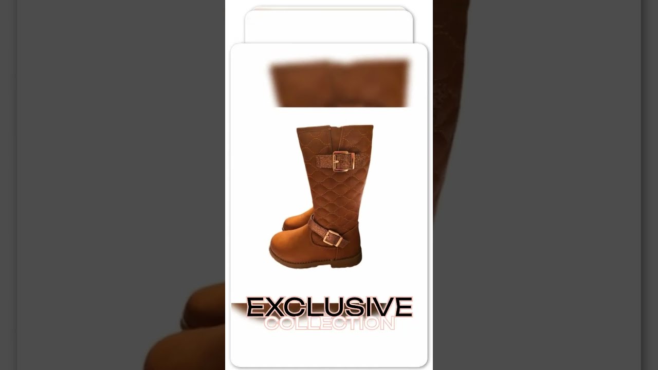 KRE Prime Girls Quilted Design Knee High Riding Boots With Glitter Straps For Kids Rust