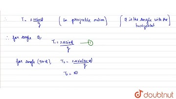 Two bodies are projected at angle ` theta` and `(90%(@) -theta) to the horizontal