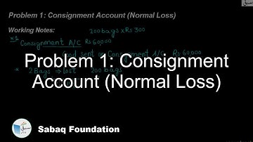 Problem 1: Consignment Account (Normal Loss), Accounting Lecture | Sabaq.pk