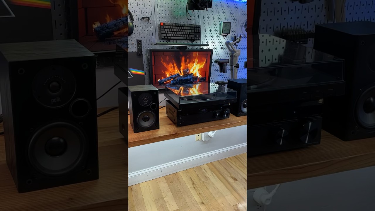 Sony receiver, turntable with Polk audio T15 bookshelf speakers setup