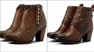 Women's Best Retro Solid Leather Casual Wedge Boots/Ladies Chunky Fall Booties (part 2)