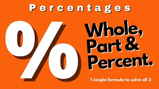 Percentage Problems: Finding the Whole, Part & Percent