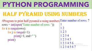 Celebrity Python Program#Half Pyramid Using Numbers Net Worth