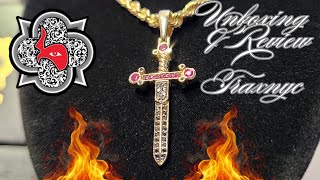 UNBOXING TRAXNYC'S YELLOW GOLD RUBY & BLACK DIAMOND SWORD PENDANT