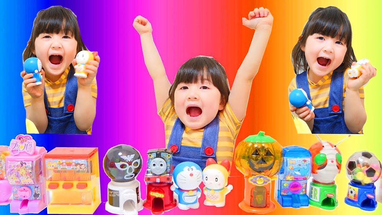 Изучите цвета с игрушками для детей с чулками для малышей Gashapon Precure Thomas Doraemon