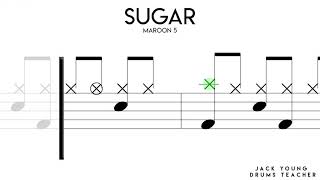 Sugar - Maroon 5 - Drums Notation 🎵 Resimi