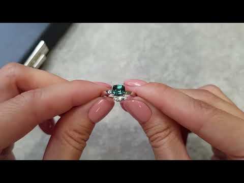 Ring with untreated Teal sapphire 1.28 ct  in 18K white gold Video  № 2