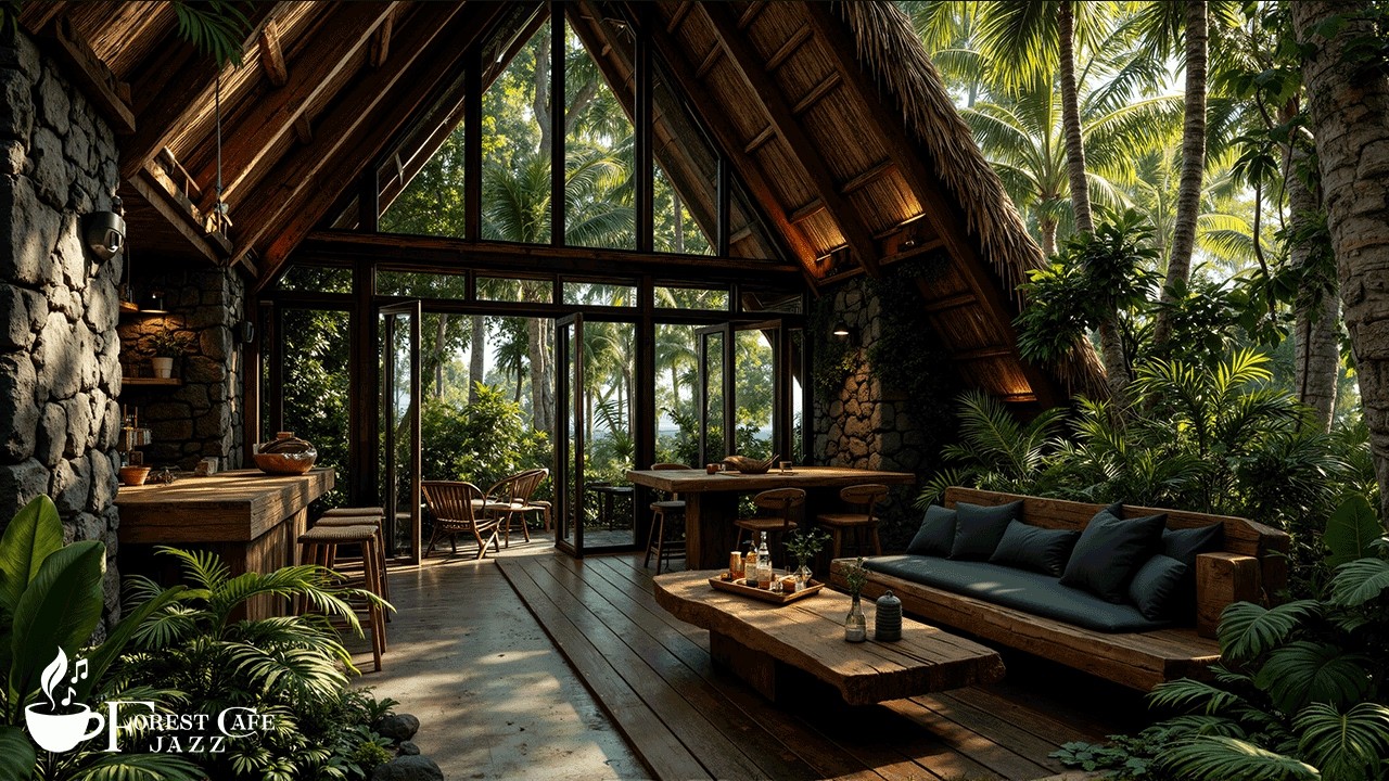 Расслабляющий Джаз В Лесу | Нежная Джазовая Музыка В Уютной Атмосфере Деревянной Кофейни Для Отды...